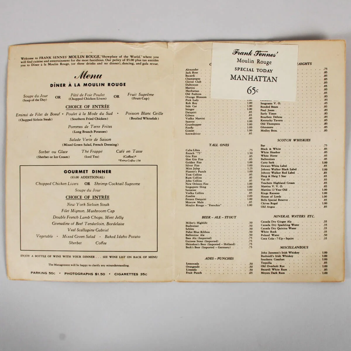 John Wayne Signed Menu Moulin Rouge August 14, 1954 COA JSA LOA, image 3