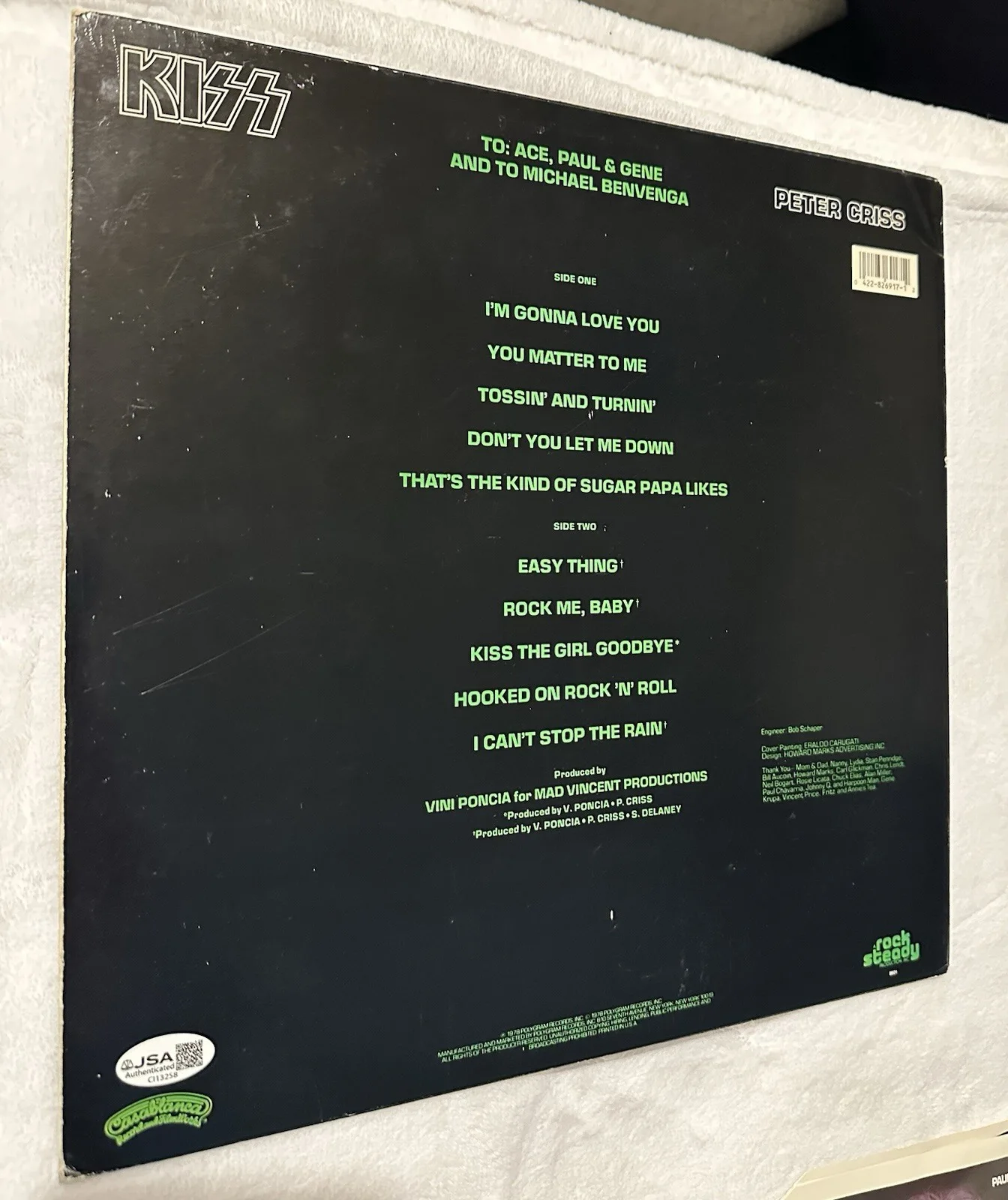 Signed Kiss Peter Criss Solo Album Vinyl Autographed JSA + 6 Vintage 1978 Cards!, изображение 5