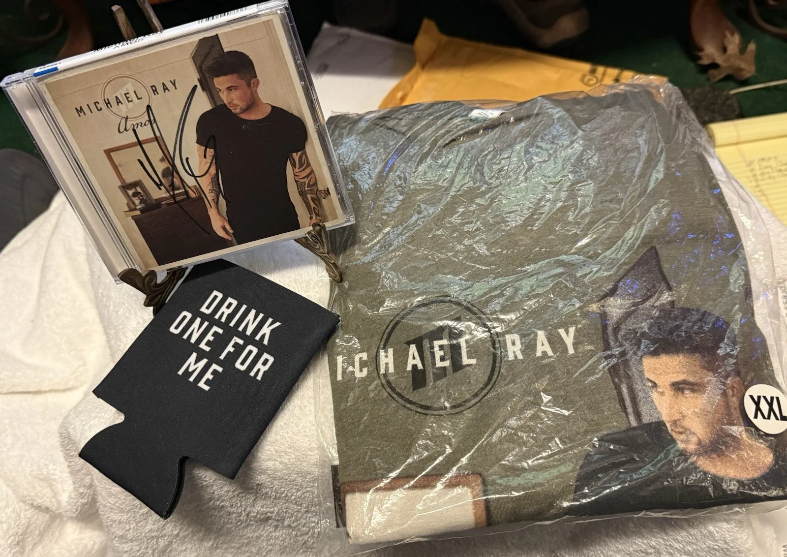 Michael Ray-Amos Autographed CD, Tee Shirt & Can Holder, image 2