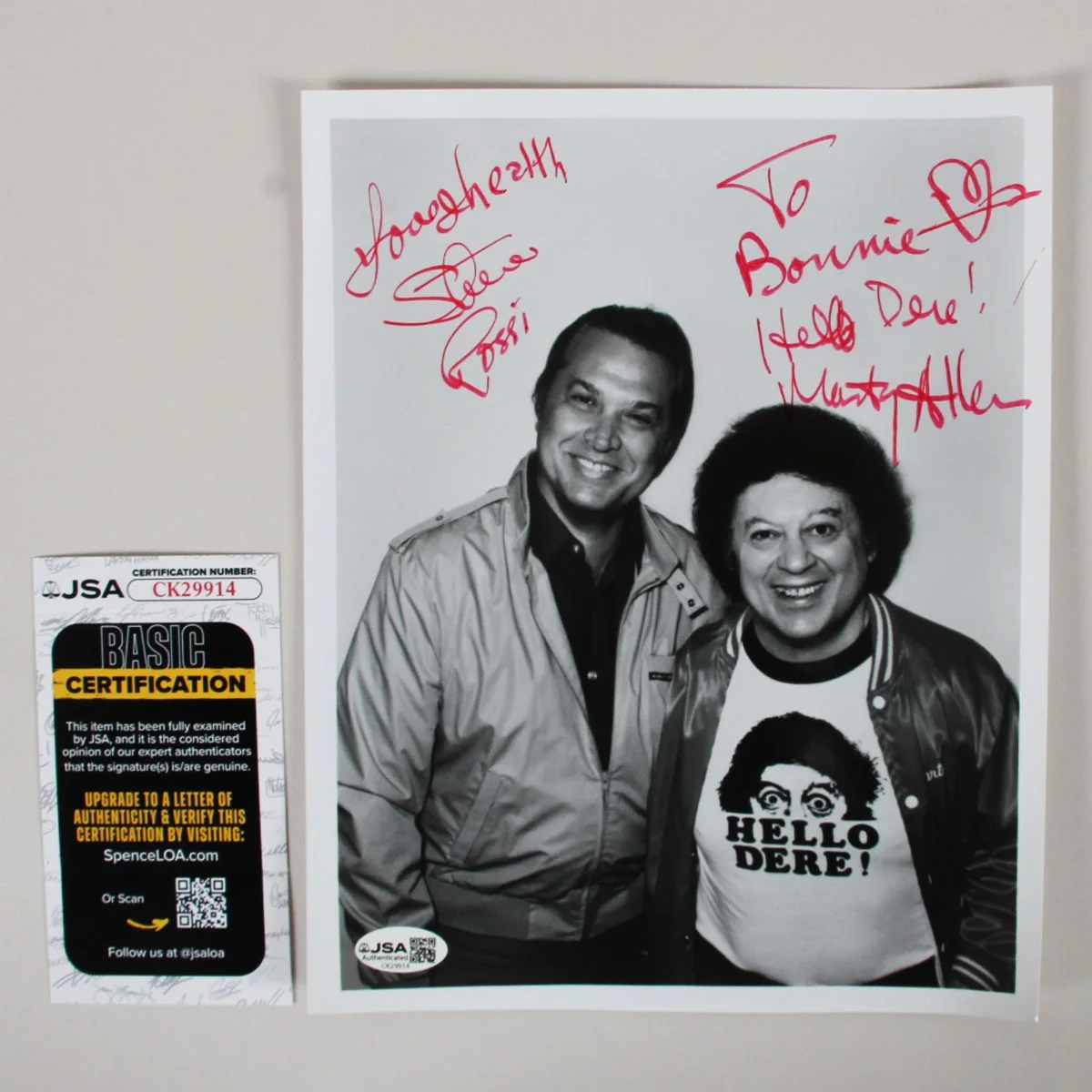 Marty Allen & Steve Rossi SIGNED 8X10 B&W Photo COA JSA, image 4