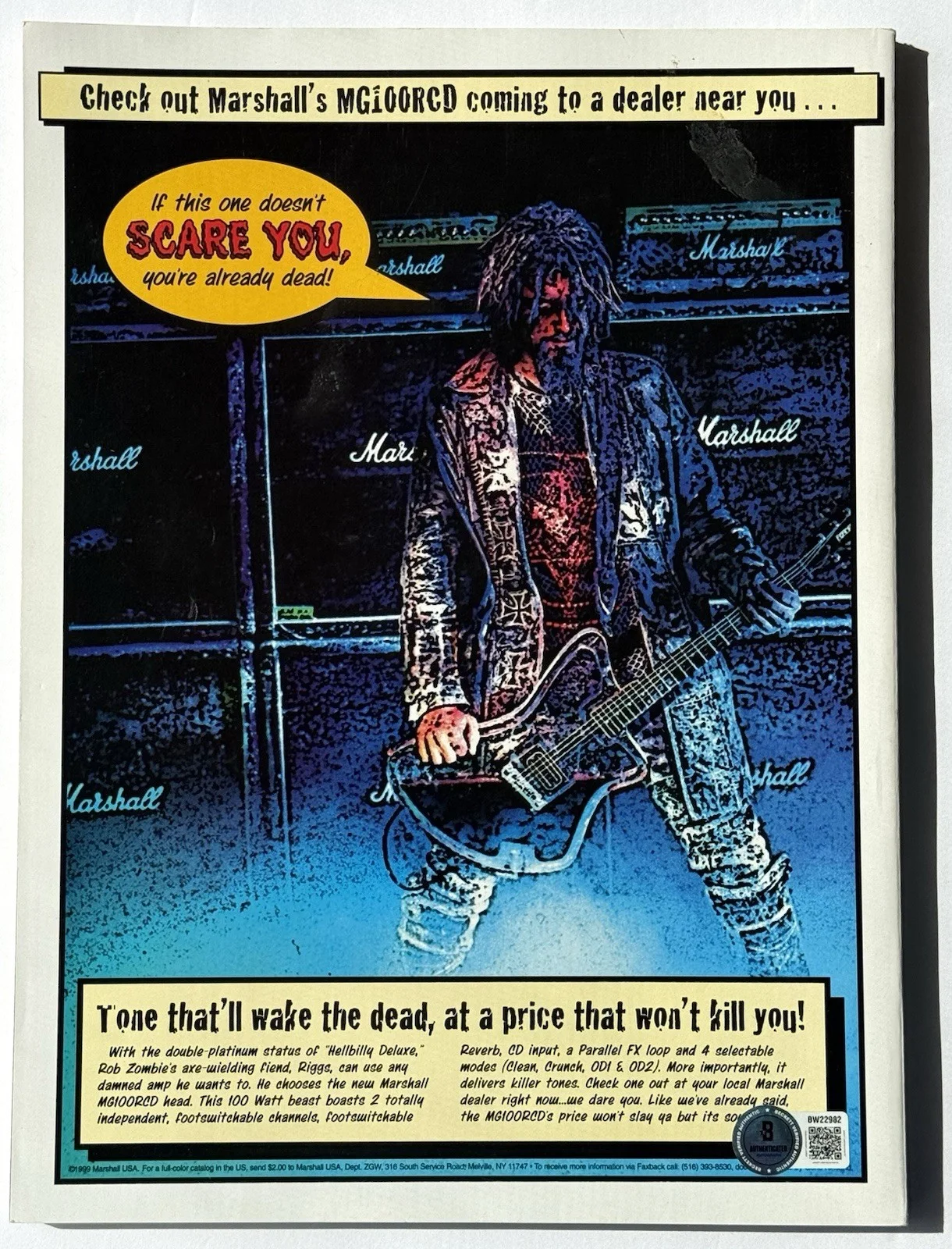 Tom Morello RATM signed Guitar World Magazine 1999 beckett coa, изображение 3