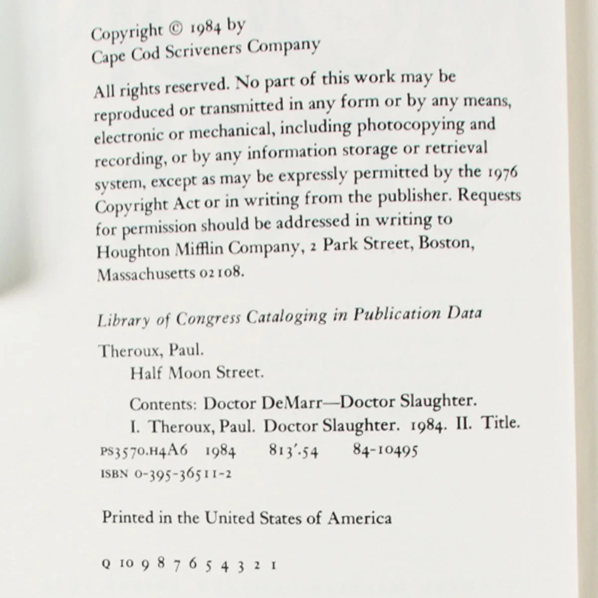 Paul Theroux Signed Book Half Moon Street - COA JSA, image 4