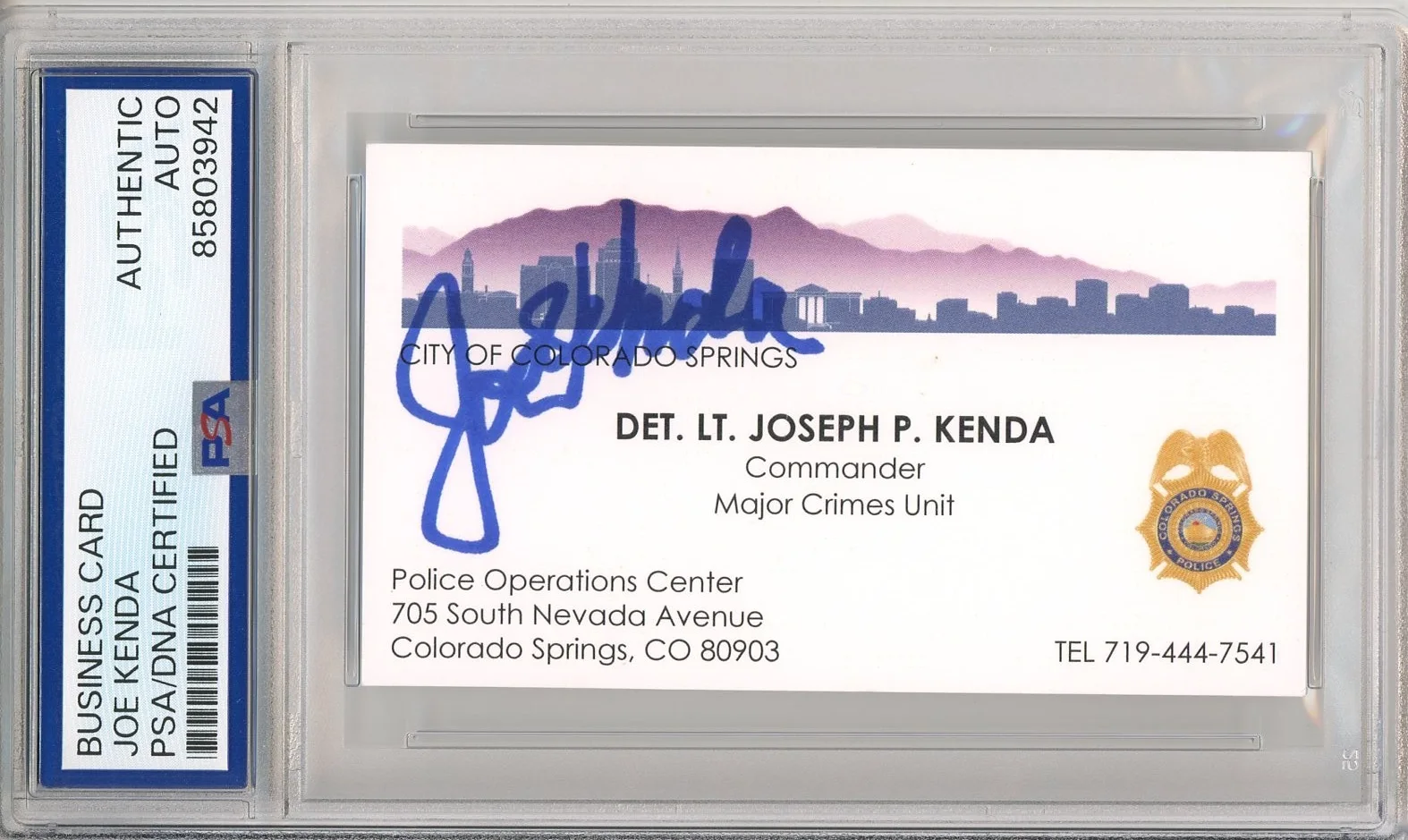 Joe Kenda — Homicide Hunter Detective JOE KENDA Signed Business Card AUTOGRAPH PSA DNA COA