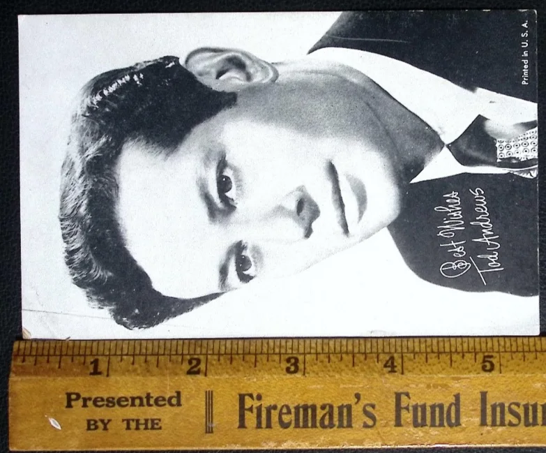 Vintage Tod Andrews Signed Photo Autograph Black White Portrait Card, изображение 3