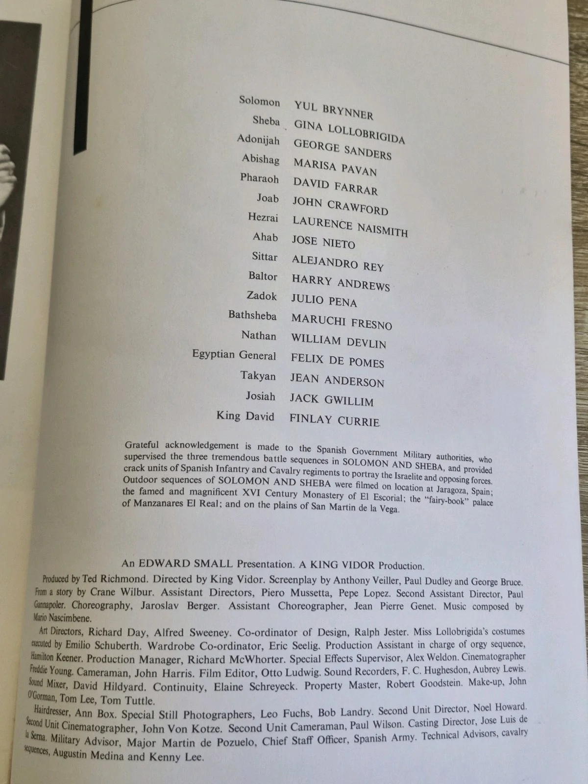 1959 SOUVENIR PROGRAMME " SOLOMON AND SHEBA" YUL BRYNNER, image 5