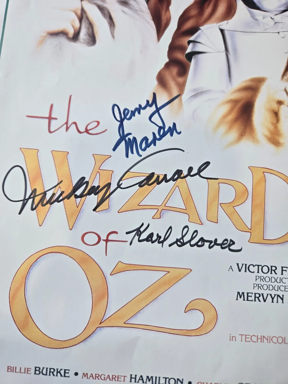 Mickey Carroll, Jerry Maren, Karl Slover — Wizard of Oz Poster Signed x3 Munchkins Jerry Maren Karl Slover JSA COA, изображение 3