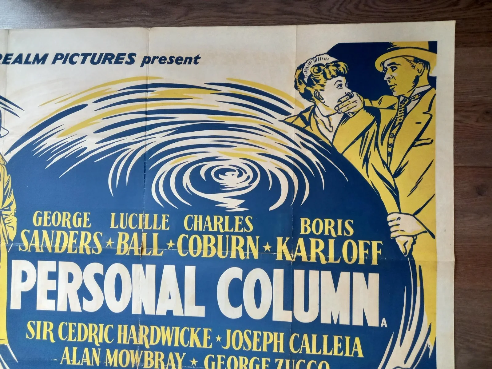 PERSONAL COLUMN 1947 BRITISH QUAD POSTER LUCILLE BALL GEORGE SANDERS, изображение 4