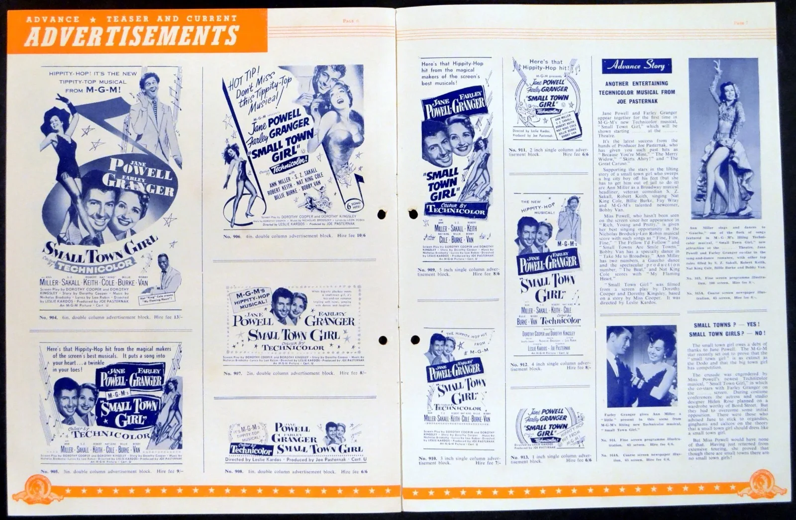 SMALL TOWN GIRL 1953 Jane Powell, Farley Granger, Ann Miller UK PRESSBOOK, изображение 2