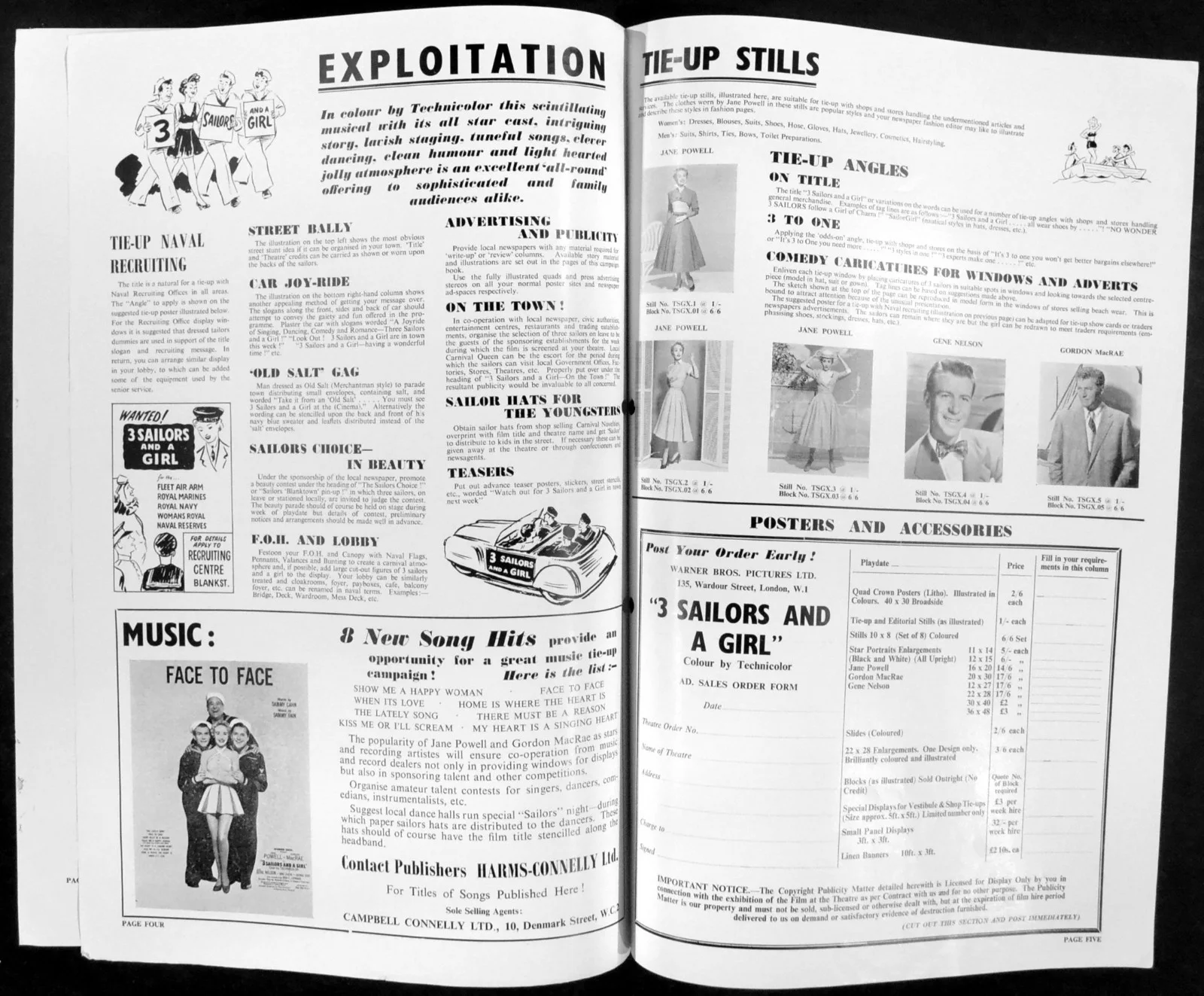 3 SAILORS AND A GIRL 1953 Jane Powell, Gordon MacRae, Gene Nelson CAMPAIGN BOOK, изображение 2