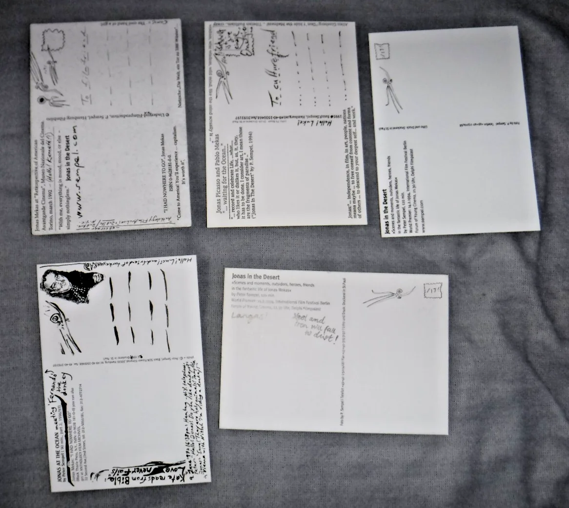 Jonas Mekas 5 Postcards, Jonas in the Desert & Jonas at the Ocea by Peter Sempel, image 2