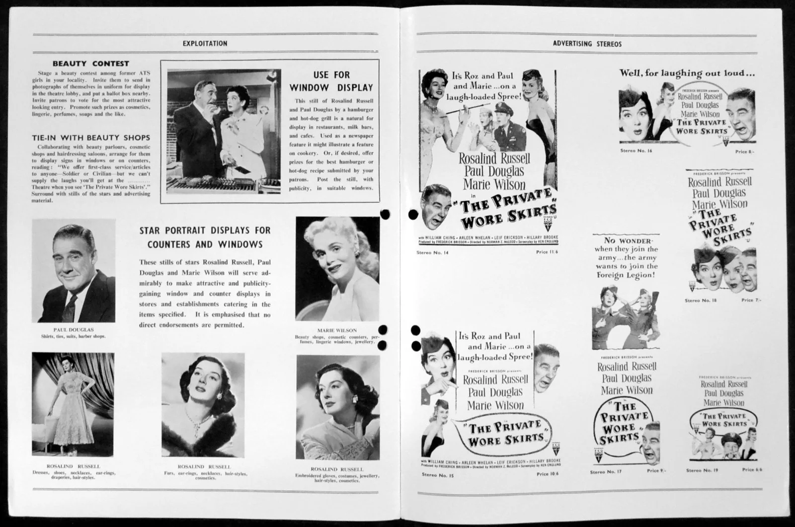 PRIVATE WORE SKIRTS 1953 Rosalind Russell, Paul Douglas CAMPAIGN BOOK, image 2