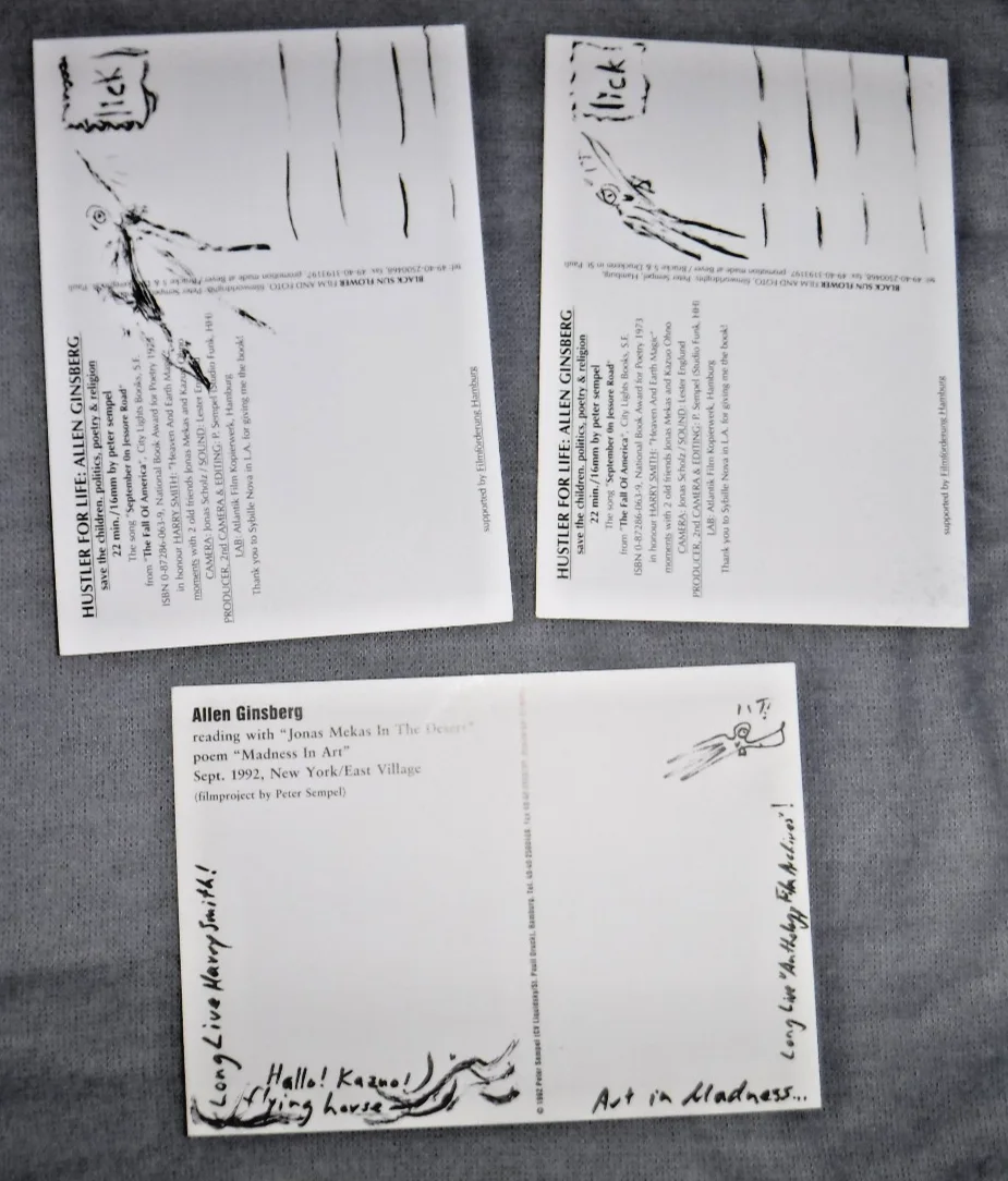Allen Ginsberg 3 Postcards, Hustler for Life by Peter Sempel, изображение 2