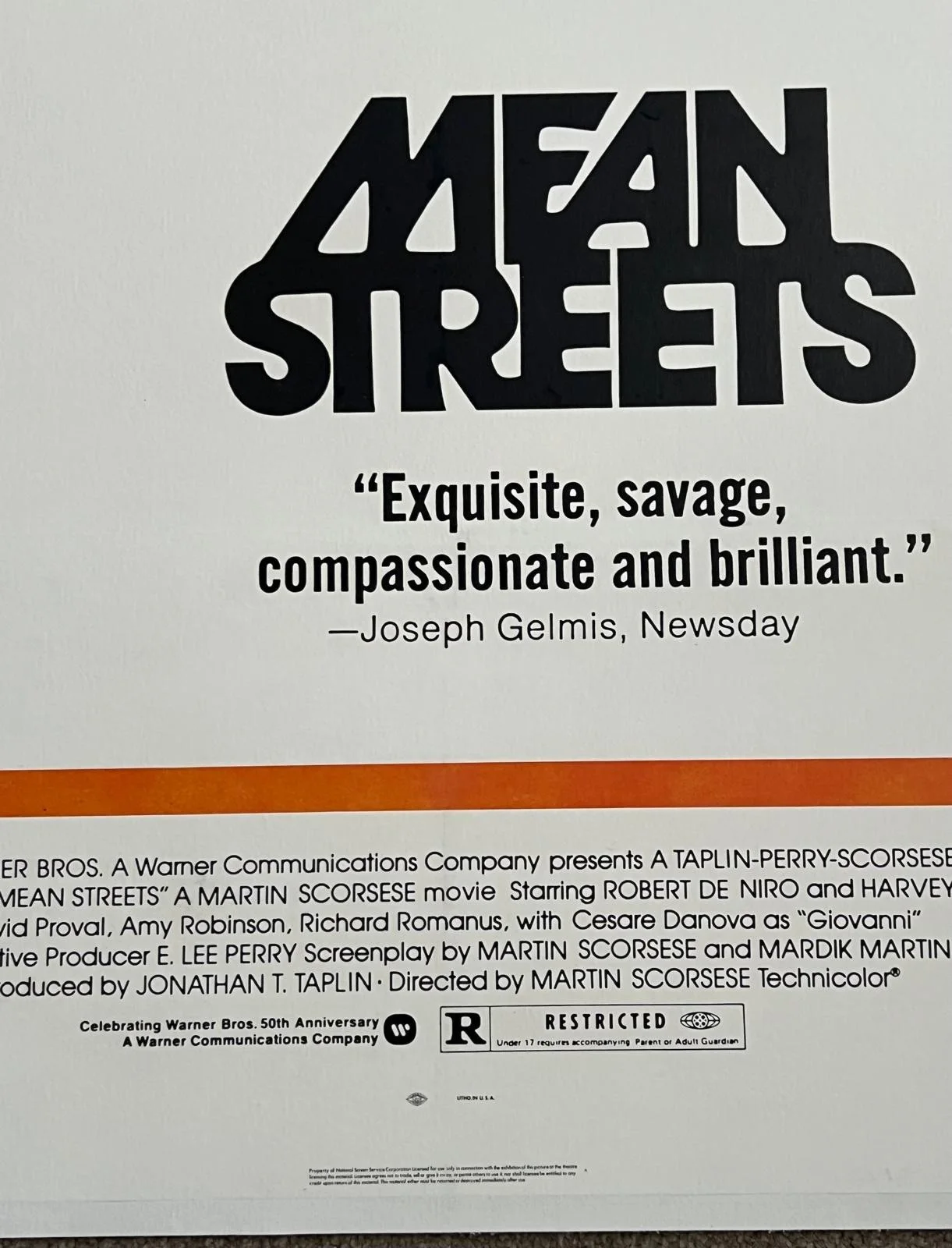 Mean Streets US One Sheet Original Film Poster LINEN BACKED 1973 27X41" w/Cert, изображение 5