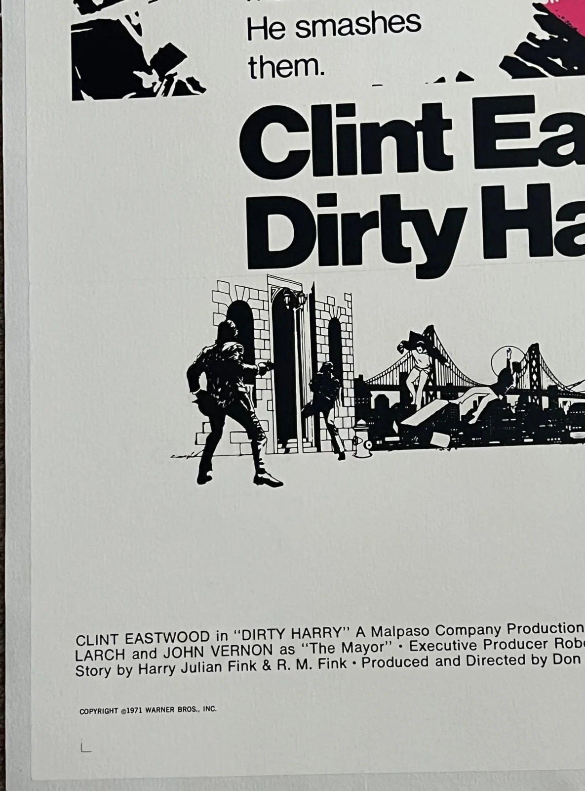 Dirty Harry Original US One Sheet Film Poster LINEN BACKED 1971 w/cert 27x41", изображение 4