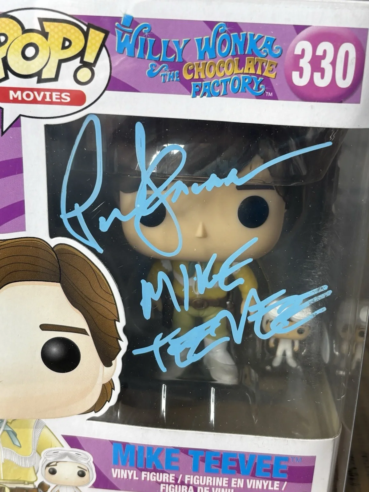 Mike Teevee — Mike Teevee Signed Funko Pop #330 - Willy Wonka Beckett Auth + Golden Egg Prop, изображение 3