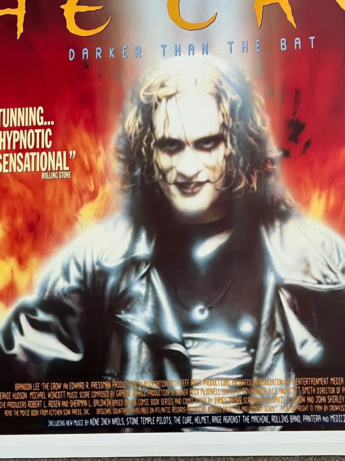 The Crow Original UK British Quad Film Poster LINEN BACKED 30X40" 1994 w/cert, изображение 5