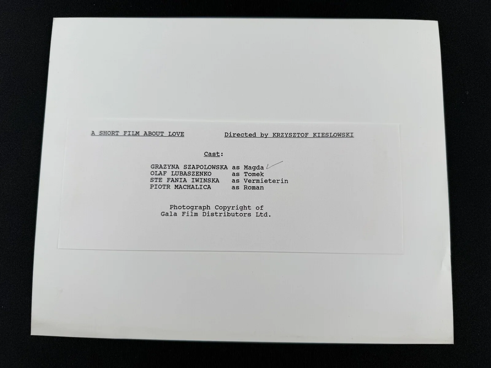 RARE A4 1988 A Short Film About Love B/W Press Scene Print (Grazyna Szapolowska), изображение 2