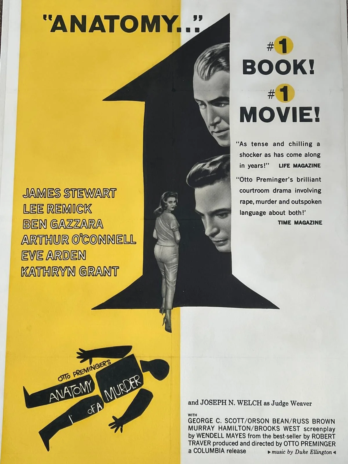 Anatomy of a Murder Original US One Sheet LINEN BACKED Film Poster Style A 1959, изображение 4