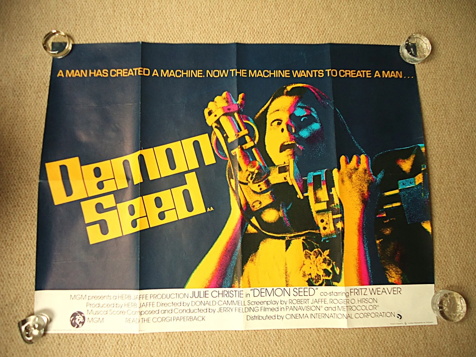 DEMON SEED UK QUAD HORROR FILM POSTER 1977 JULIE CHRISTIE Fritz Weaver RARE GEM, изображение 2