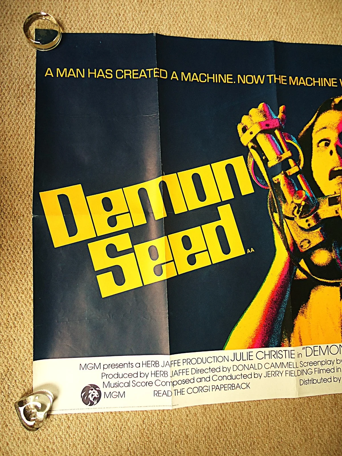 DEMON SEED UK QUAD HORROR FILM POSTER 1977 JULIE CHRISTIE Fritz Weaver RARE GEM, изображение 4