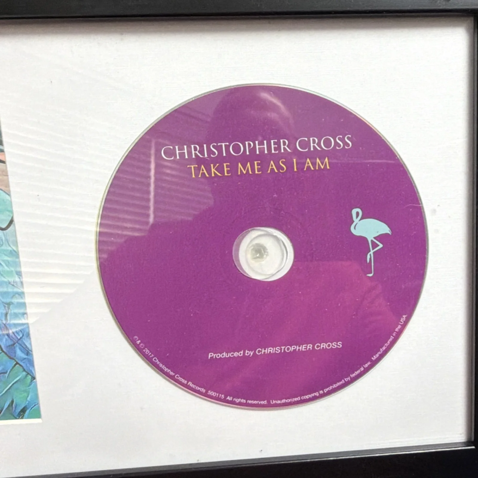 CHRISTOPHER CROSS SIGNED FRAMED 'TAKE ME AS I AM' CD CHRIS ALBUM BECKETT, изображение 3