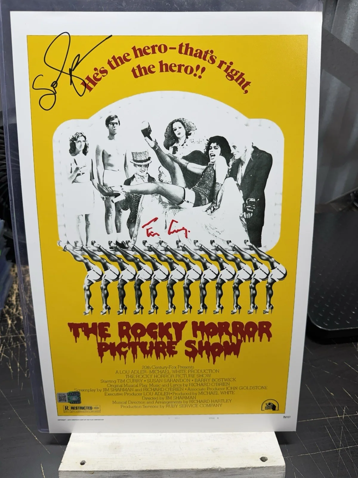 Tim Curry, Susan Sarandon — Rocky Horror Signed Photo Signed Tim Curry Susan Sarandon 11x17 OC COA