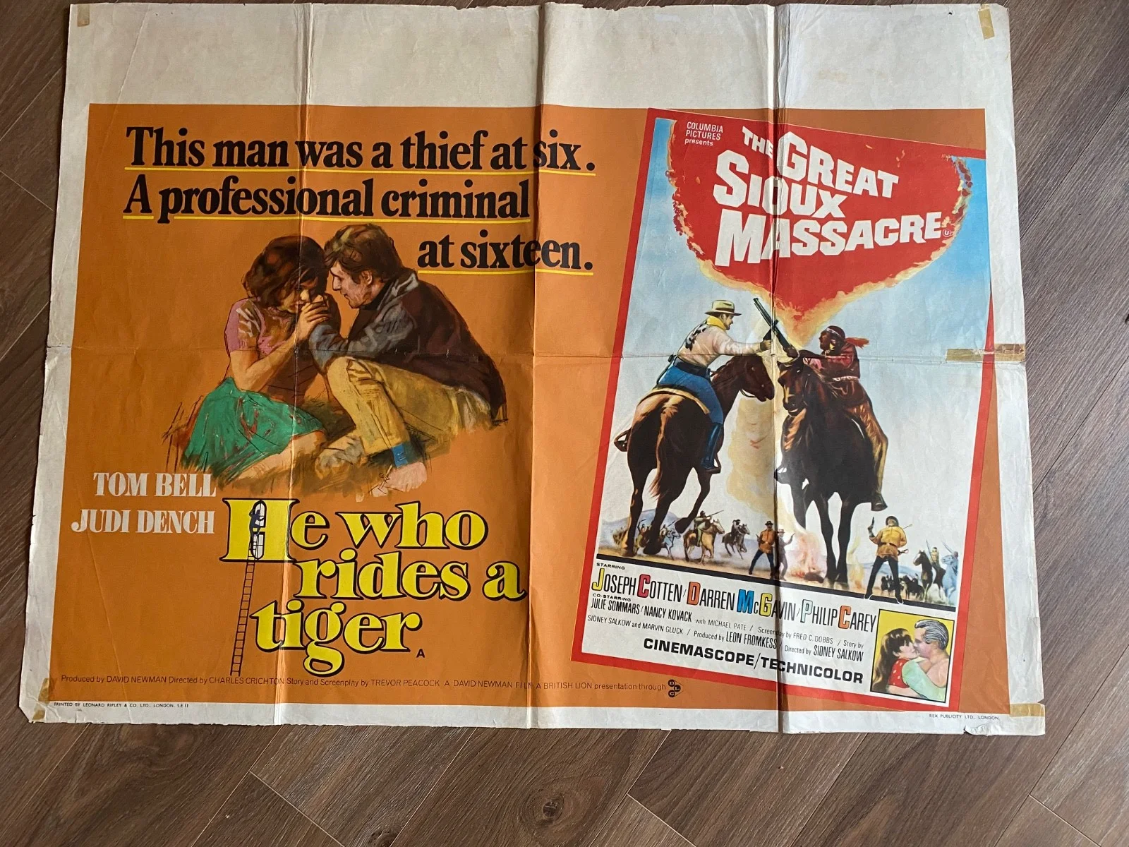 ORIGINAL FILM POSTER * HE WHO RIDES THE TIGER JUDI DENCH/GREAT SIOUX MASSACRE, изображение 2