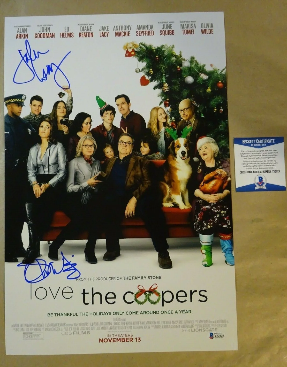Olivia Wilde & Jake Lacy — Signed LACY & WILDE Autographed LOVE THE COOPERS 12"x18" Photo BECKETT BAS COA