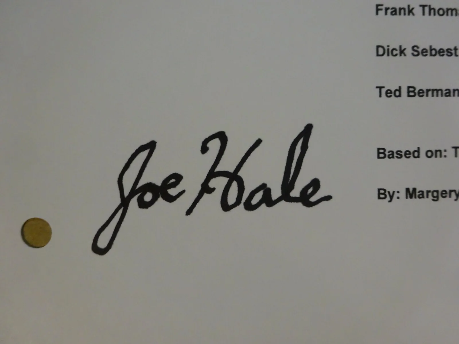 Joe Hale — Autographed JOE HALE Signed THE RESCUERS Script Cover BECKETT BAS COA, image 4