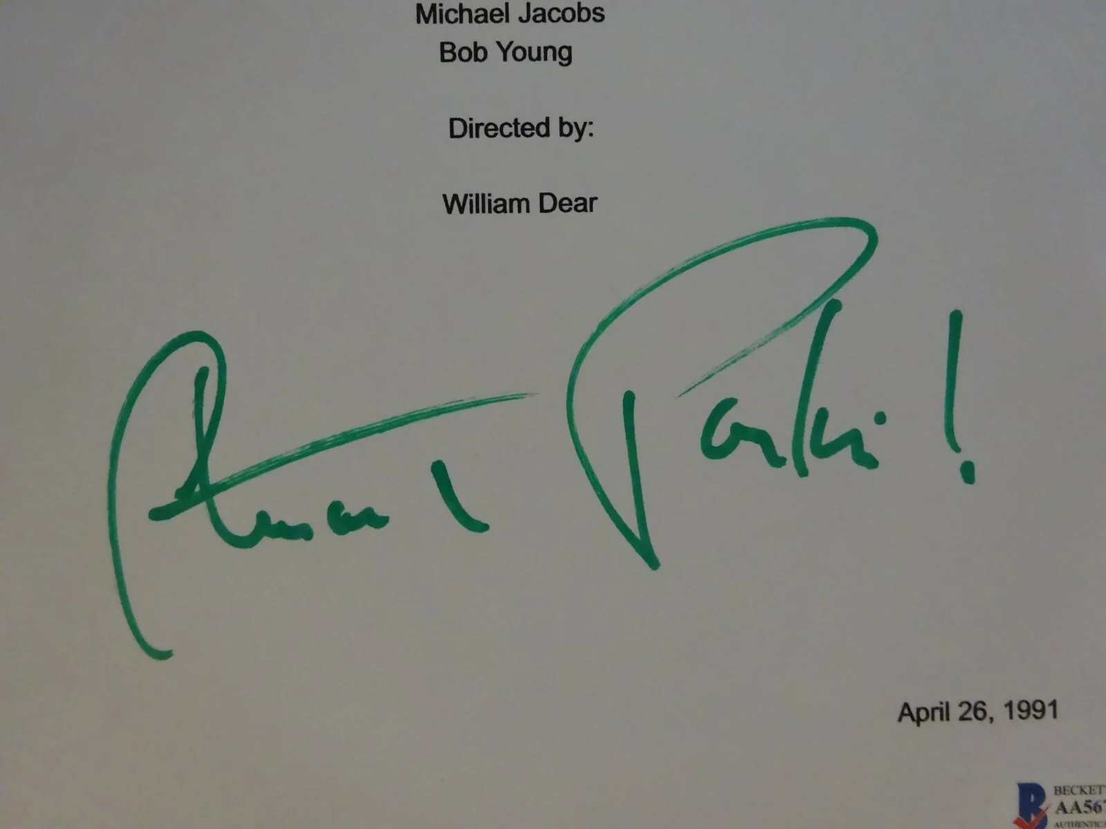 Stuart Pankin — Autographed STUART PANKIN Signed DINOSAURS Script Cover BECKETT BAS COA, image 4