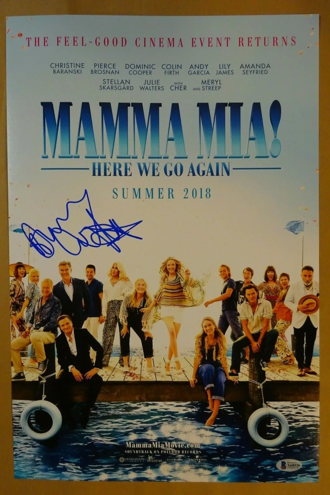Dominic Cooper — Signed DOMINIC COOPER - MAMMA MIA HERE WE GO AGAIN 12x18 Photo BECKETT BAS COA, image 2