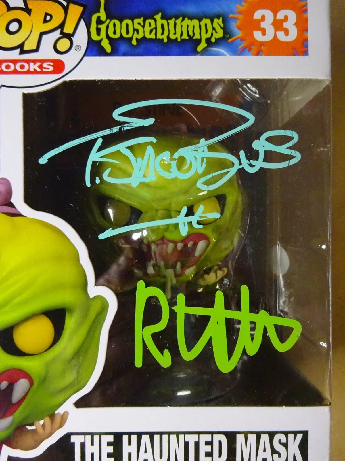 RL Stine, Tim Jacobus — Signed RL Stine & Tim Jacobus The Haunted Mask Goosebumps Funko Pop JSA OPIX COA, image 4