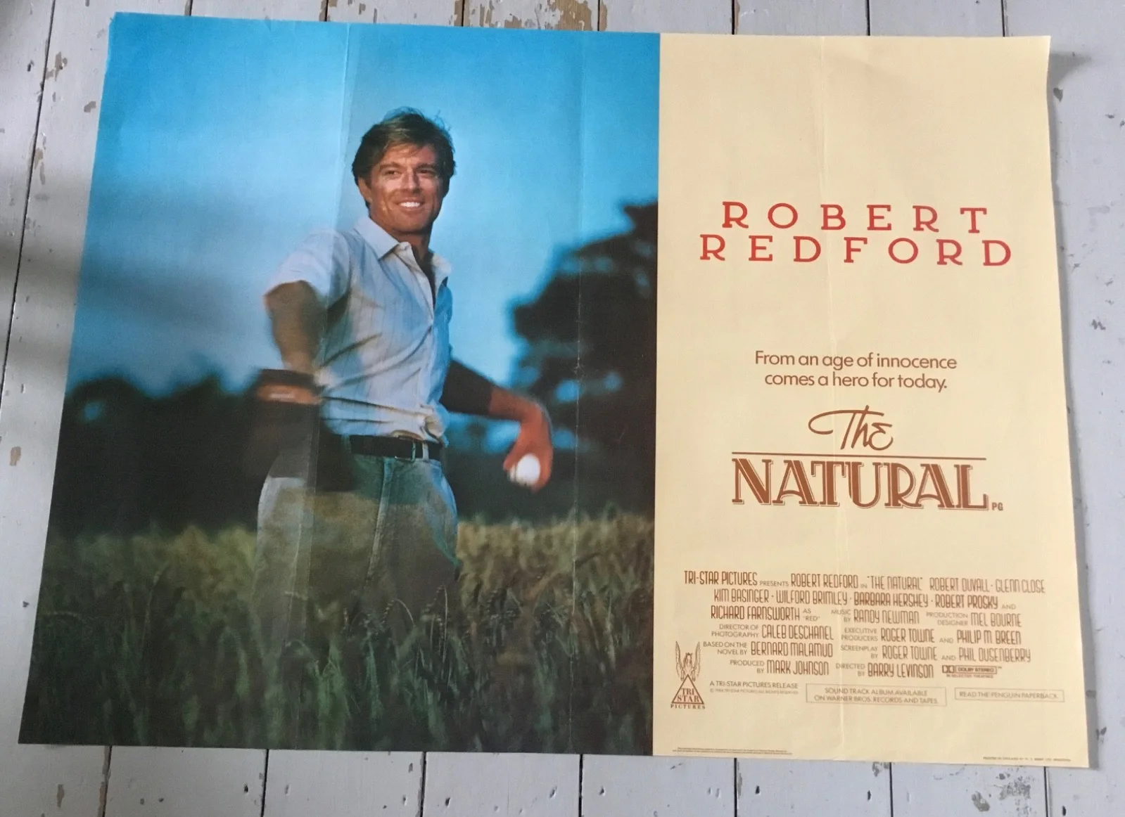 THE NATURAL Movie Quad Poster 1984 ROBERT REDFORD, image 2