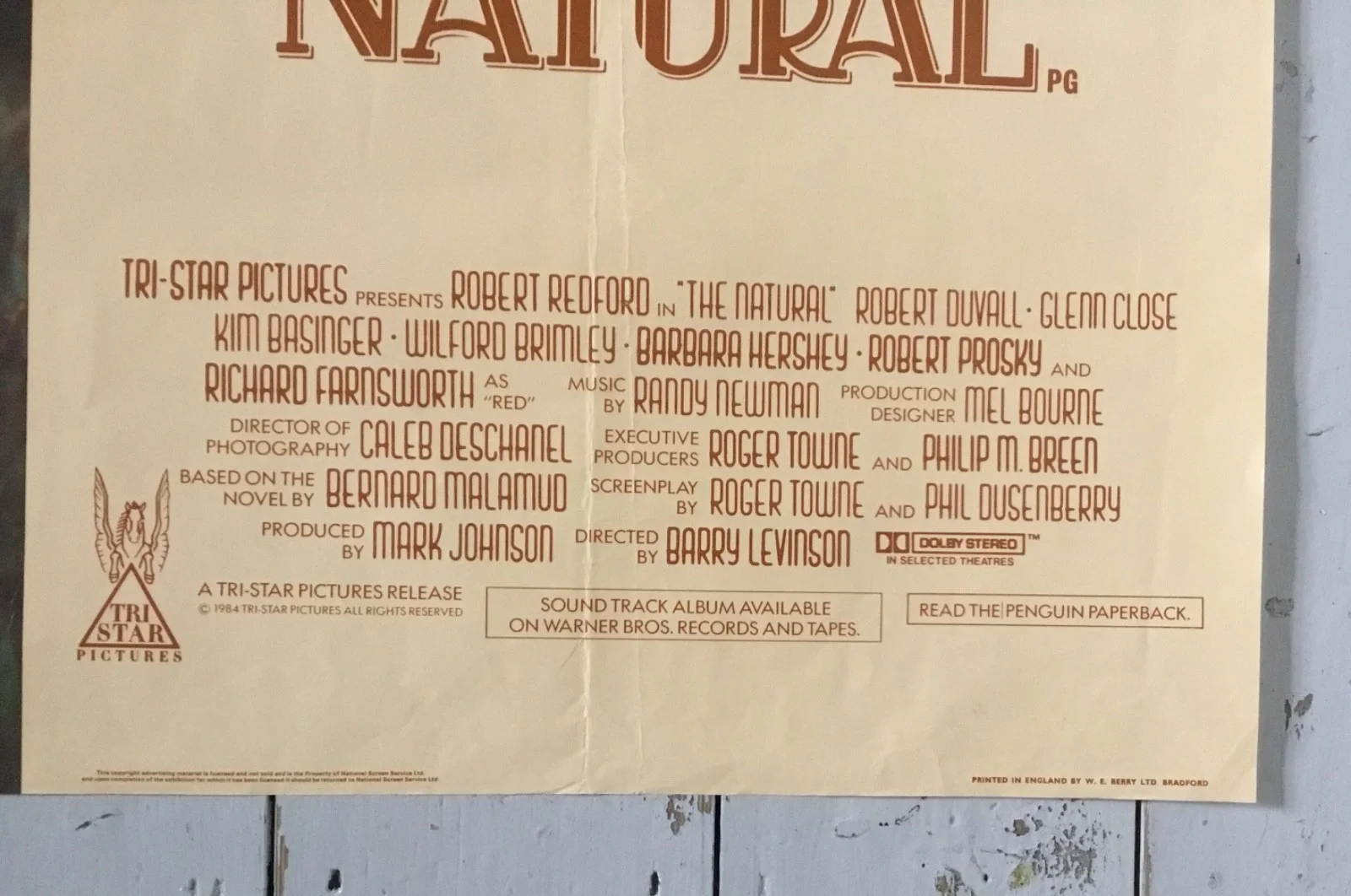 THE NATURAL Movie Quad Poster 1984 ROBERT REDFORD, image 3