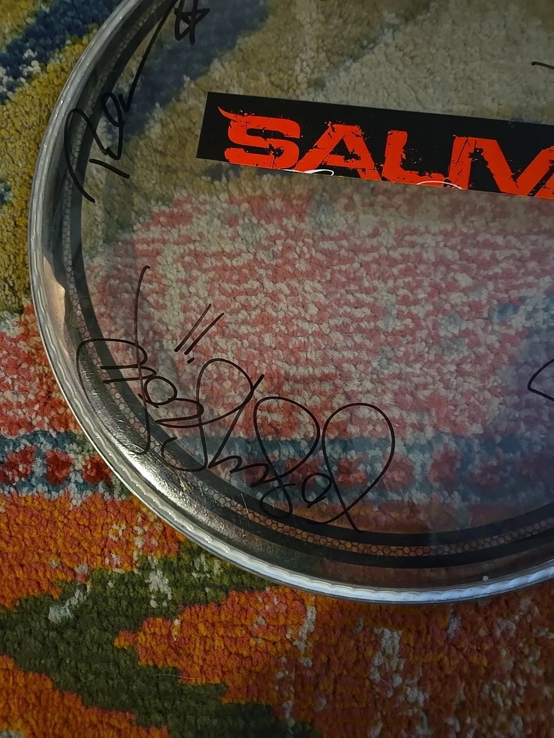 SALIVA x4 ENTIRE BAND SIGNED DRUMHEAD, image 2
