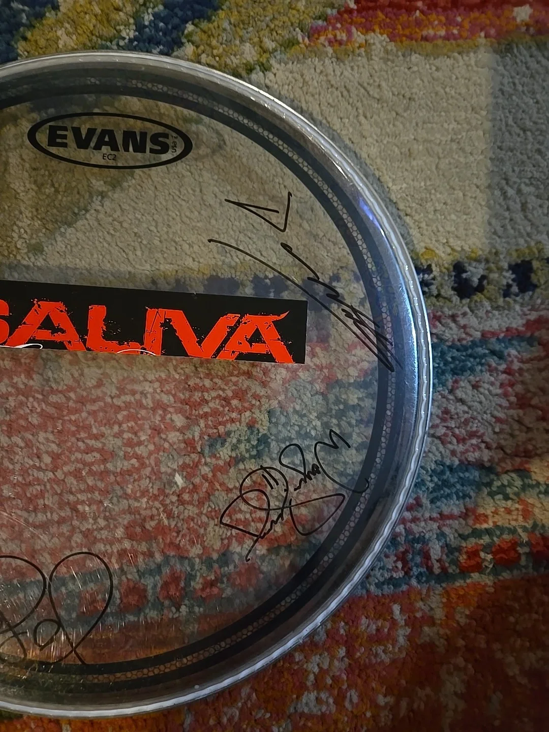SALIVA x4 ENTIRE BAND SIGNED DRUMHEAD, image 4