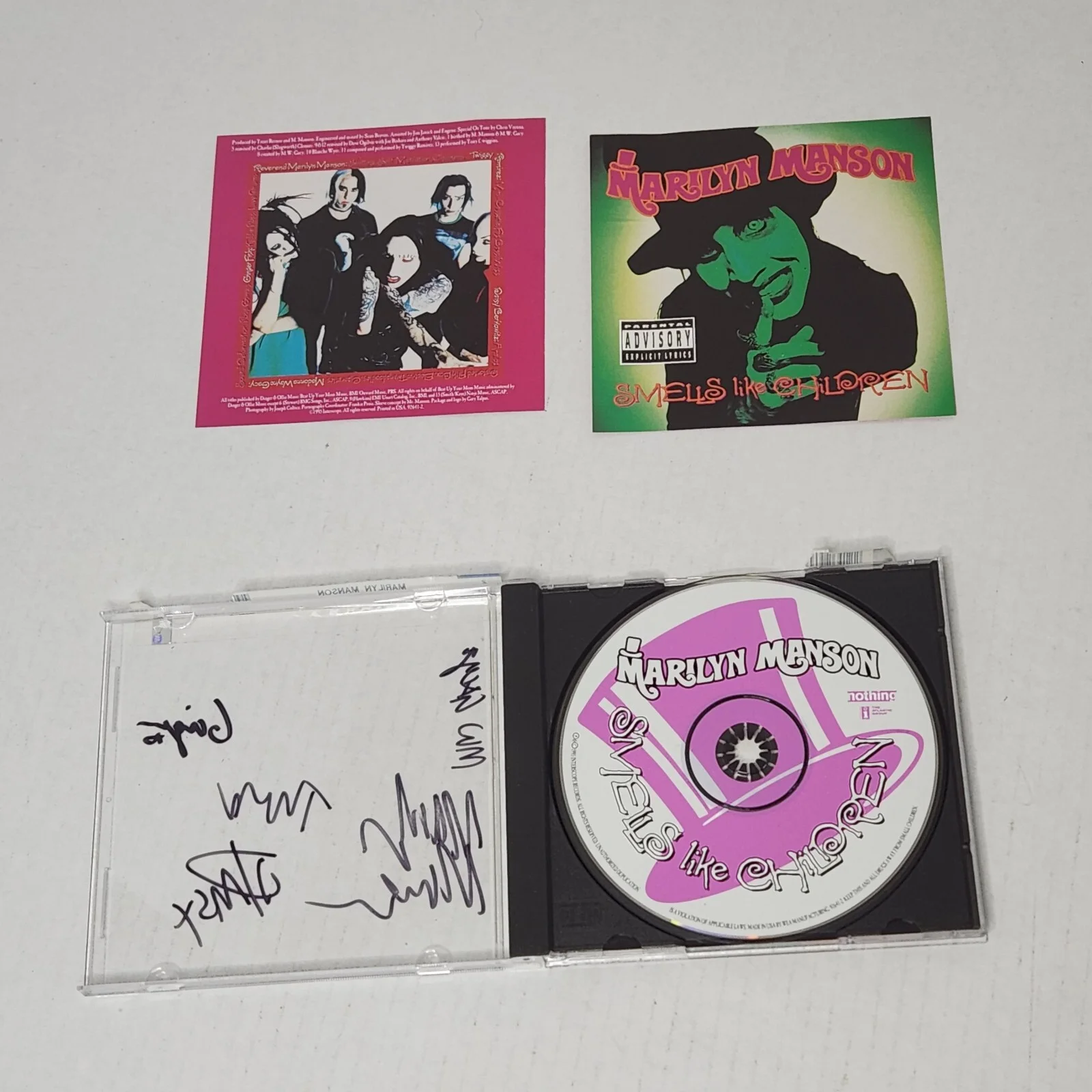 Marilyn Manson Smells Like Children BAND SIGNED by 5 CD JSA LOA Berkowitz Twiggy, image 5