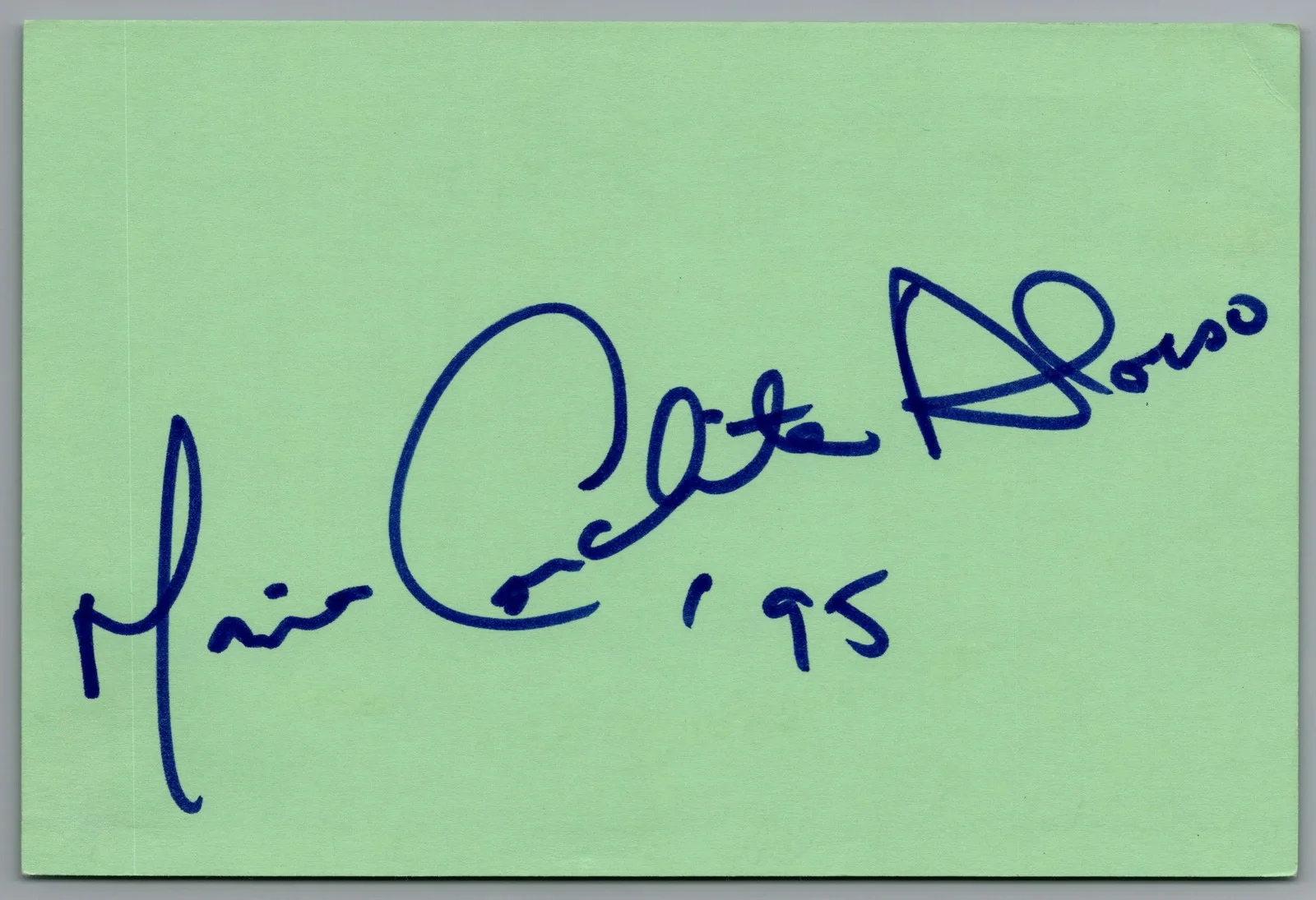 Maria Conchita Alonso — Maria Conchita Alonso Signed 4x6 Index Card The Running Man Autographed