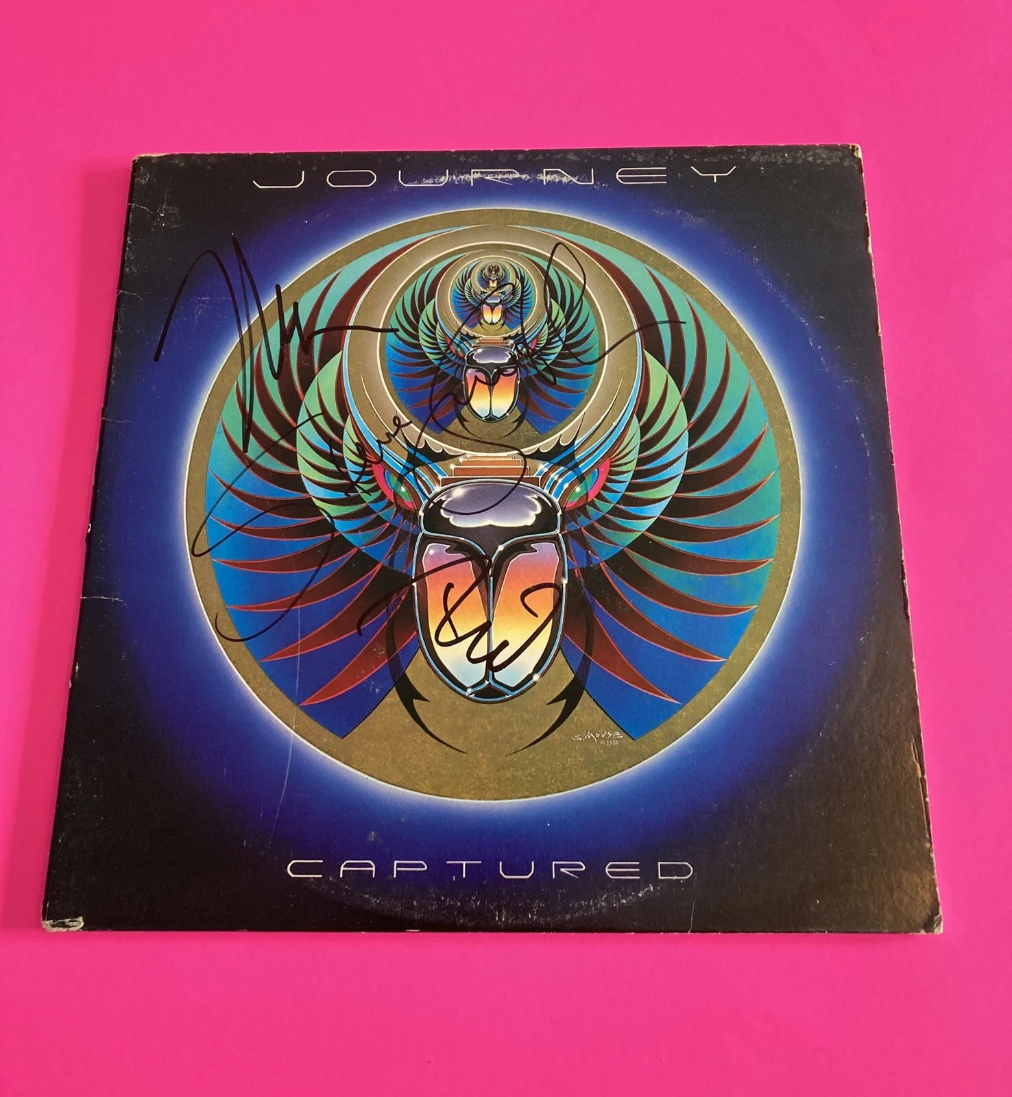 JOURNEY x3 SCHON VALORY SMITH SIGNED CAPTURED VINYL LP W/ *EXACT PROOF*, image 2