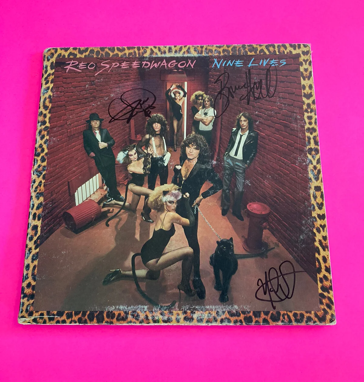 REO SPEEDWAGON x3 SIGNED AUTOGRAPHED NINE LIVES VINYL LP *EXACT PROOF*, изображение 2