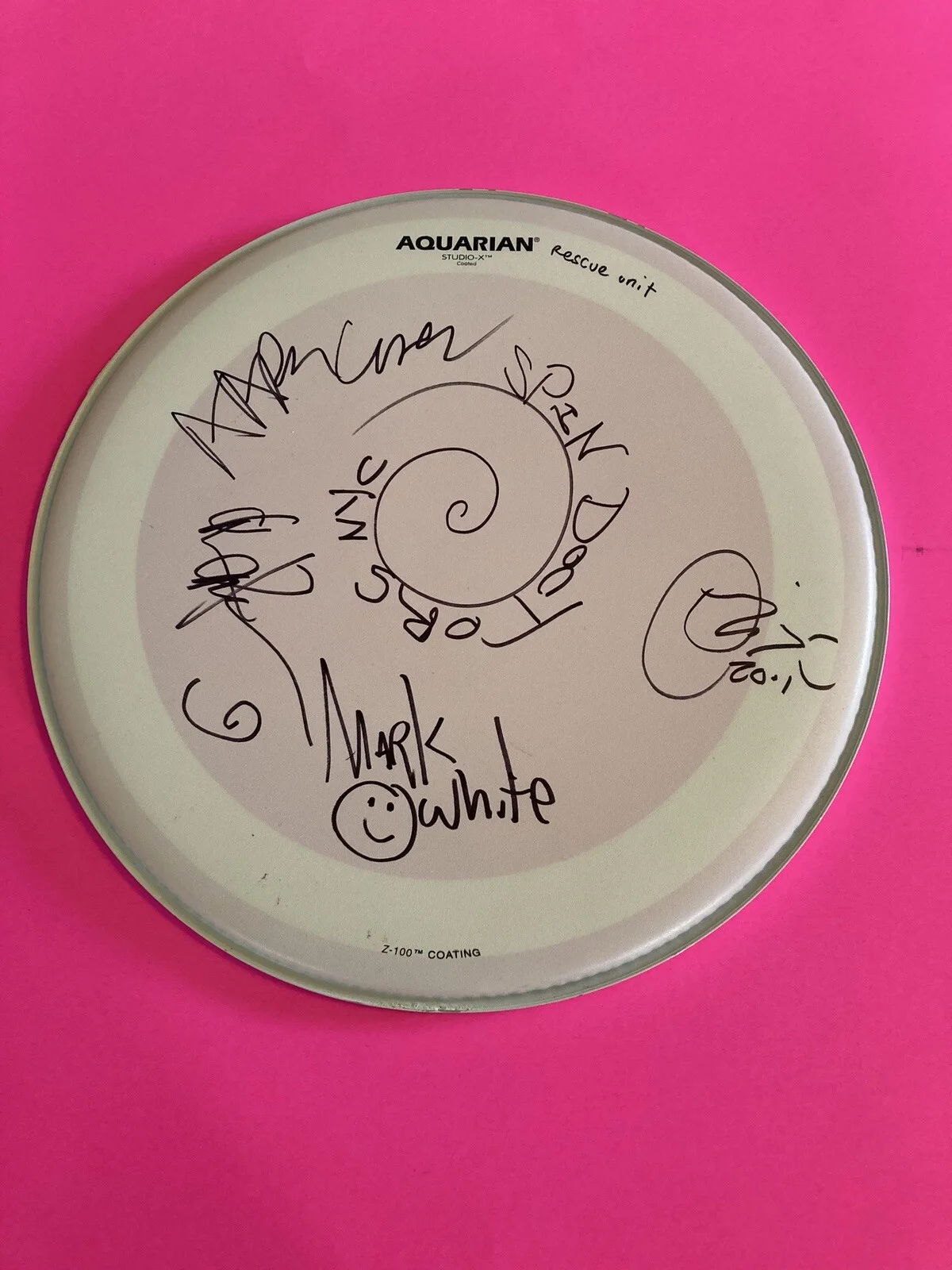 SPIN DOCTORS x5 ENTIRE BAND SIGNED AUTOGRAPHED DRUM HEAD #b *EXACT PROOF*, image 2