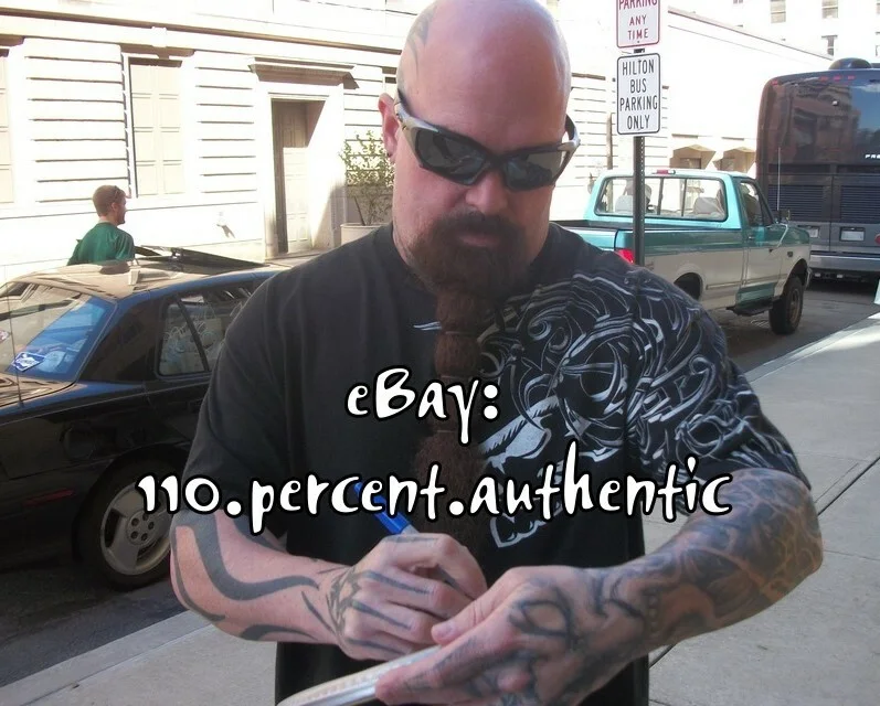 SLAYER x4 ENTIRE BAND JEFF HANNEMANN SIGNED DRUMHEAD *EXACT PROOF*, image 3