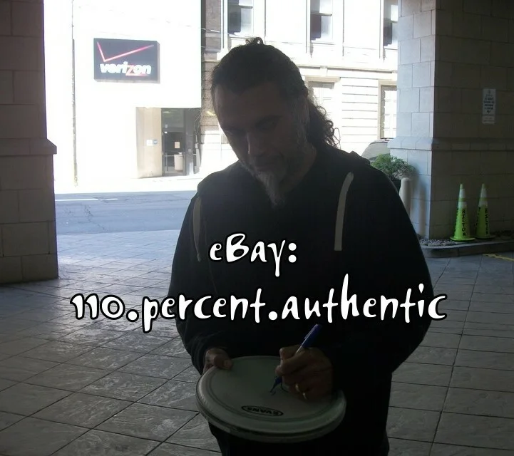 SLAYER x4 ENTIRE BAND JEFF HANNEMANN SIGNED DRUMHEAD *EXACT PROOF*, image 4