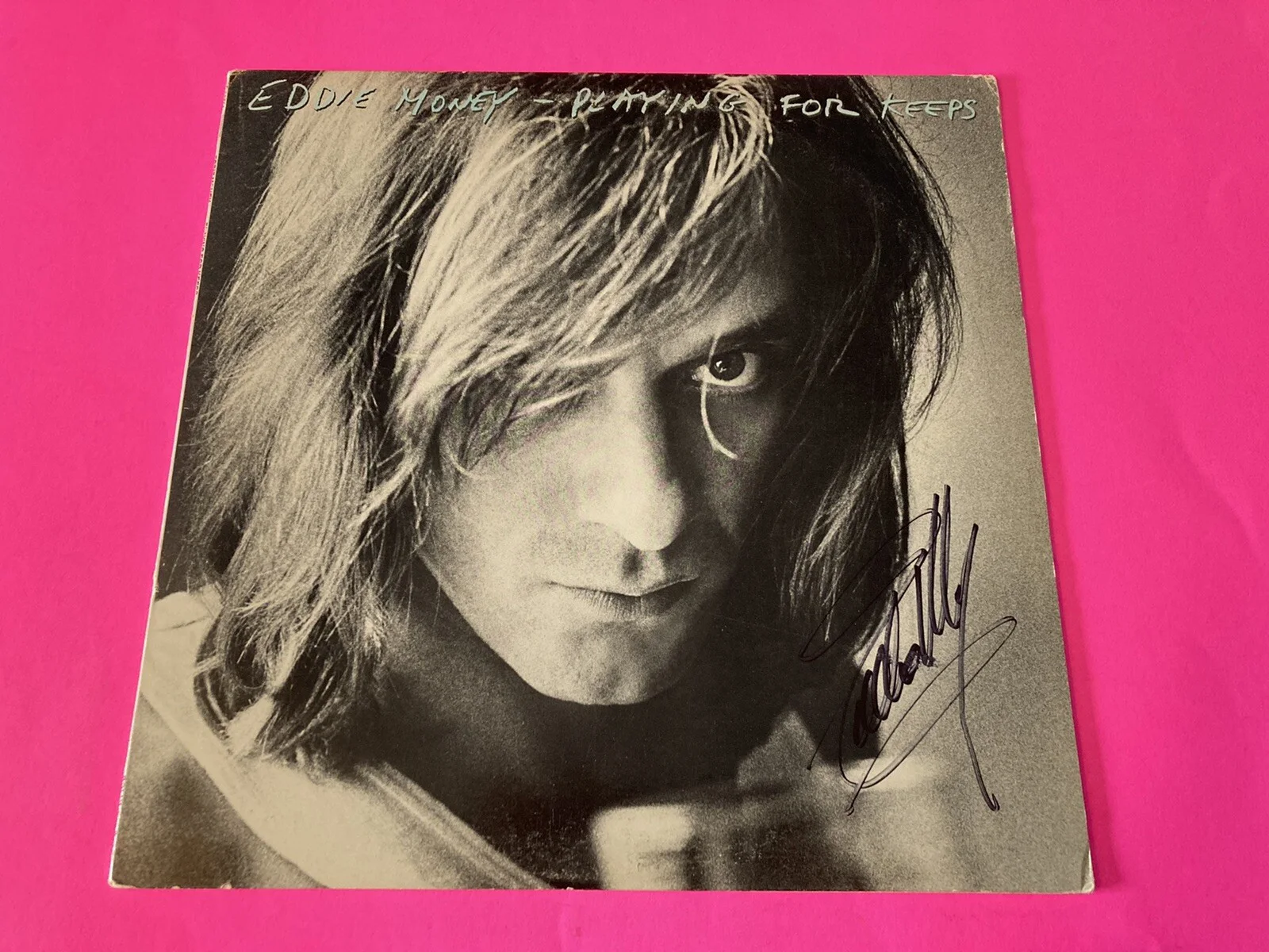 EDDIE MONEY SIGNED PLAYING FOR KEEPS VINYL LP RECORD *EXACT PROOF*, image 2