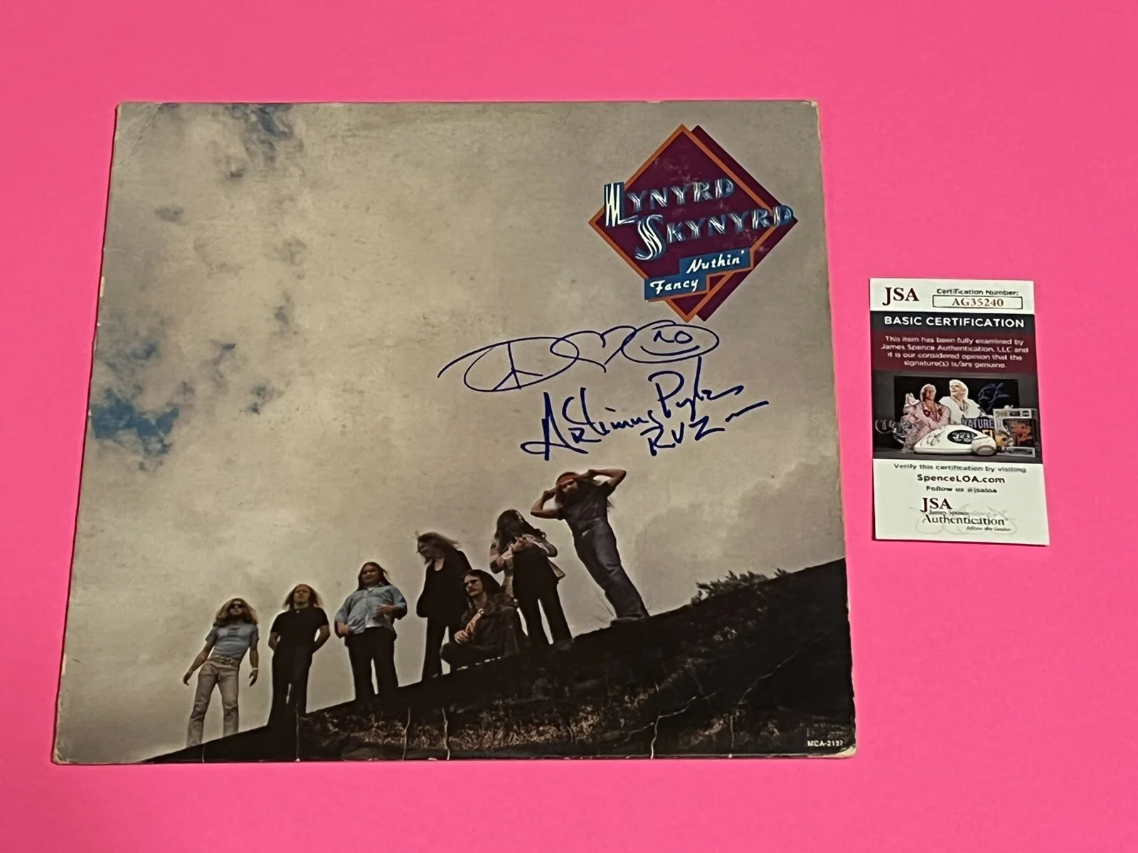 ARTIMUS PYLE LYNYRD SKYNYRD SIGNED NUTHIN FANCY VINYL RECORD *EXACT PROOF* JSA, image 2