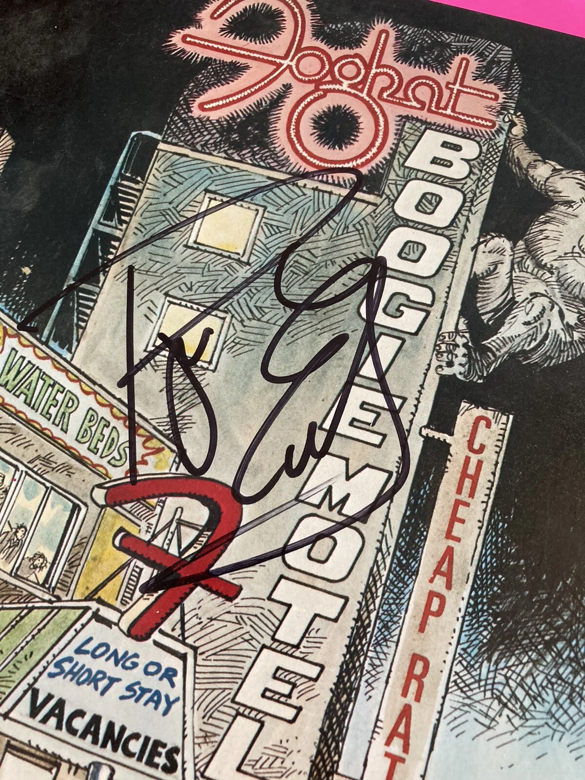 FOGHAT ROGER EARL SIGNED BOOGIE MOTEL VINYL LP *EXACT PROOF*, image 3