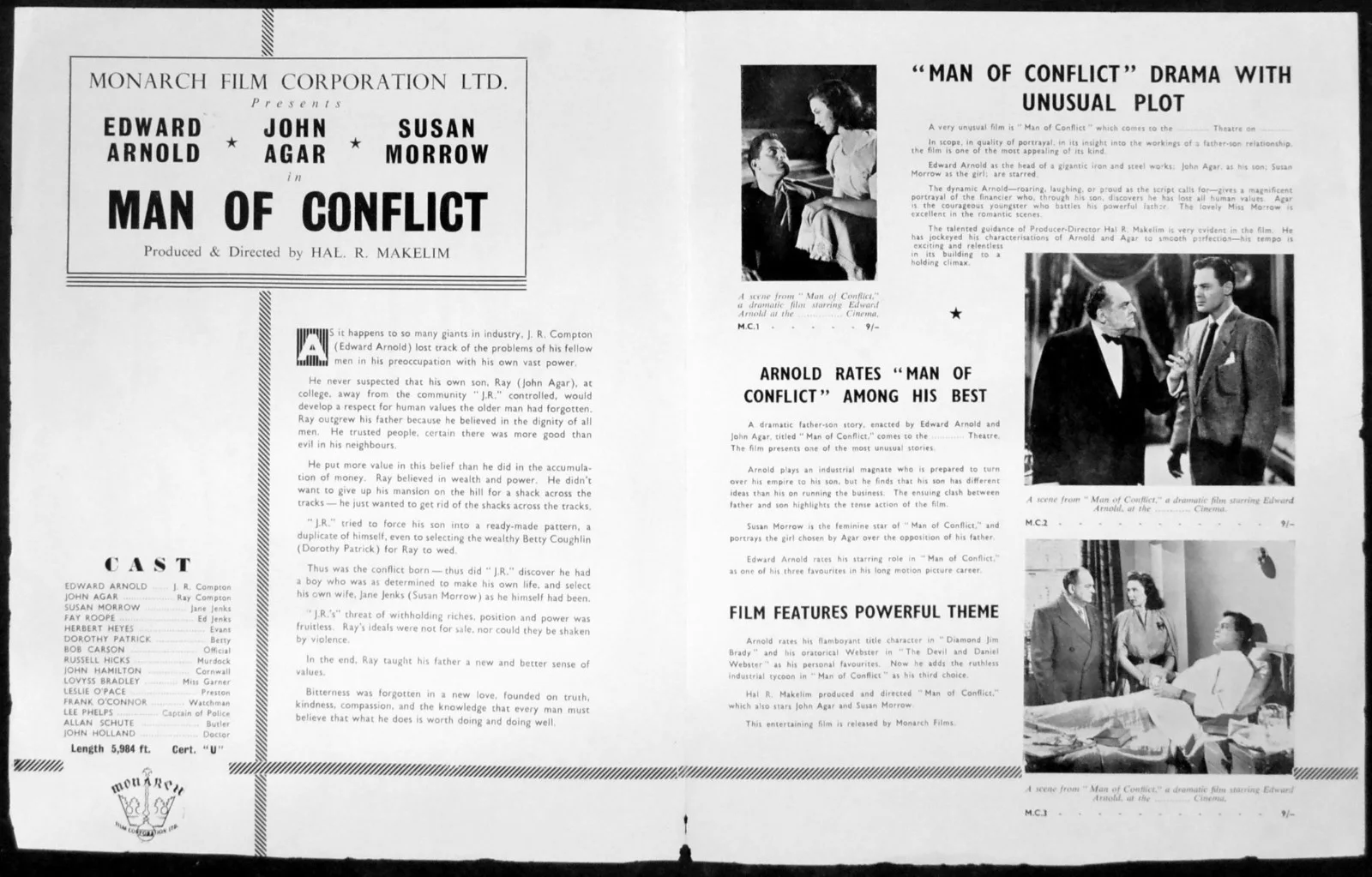 MAN OF CONFLICT 1953 Edward Arnold, John Agar, Susan Morrow UK PRESSBOOK, изображение 2