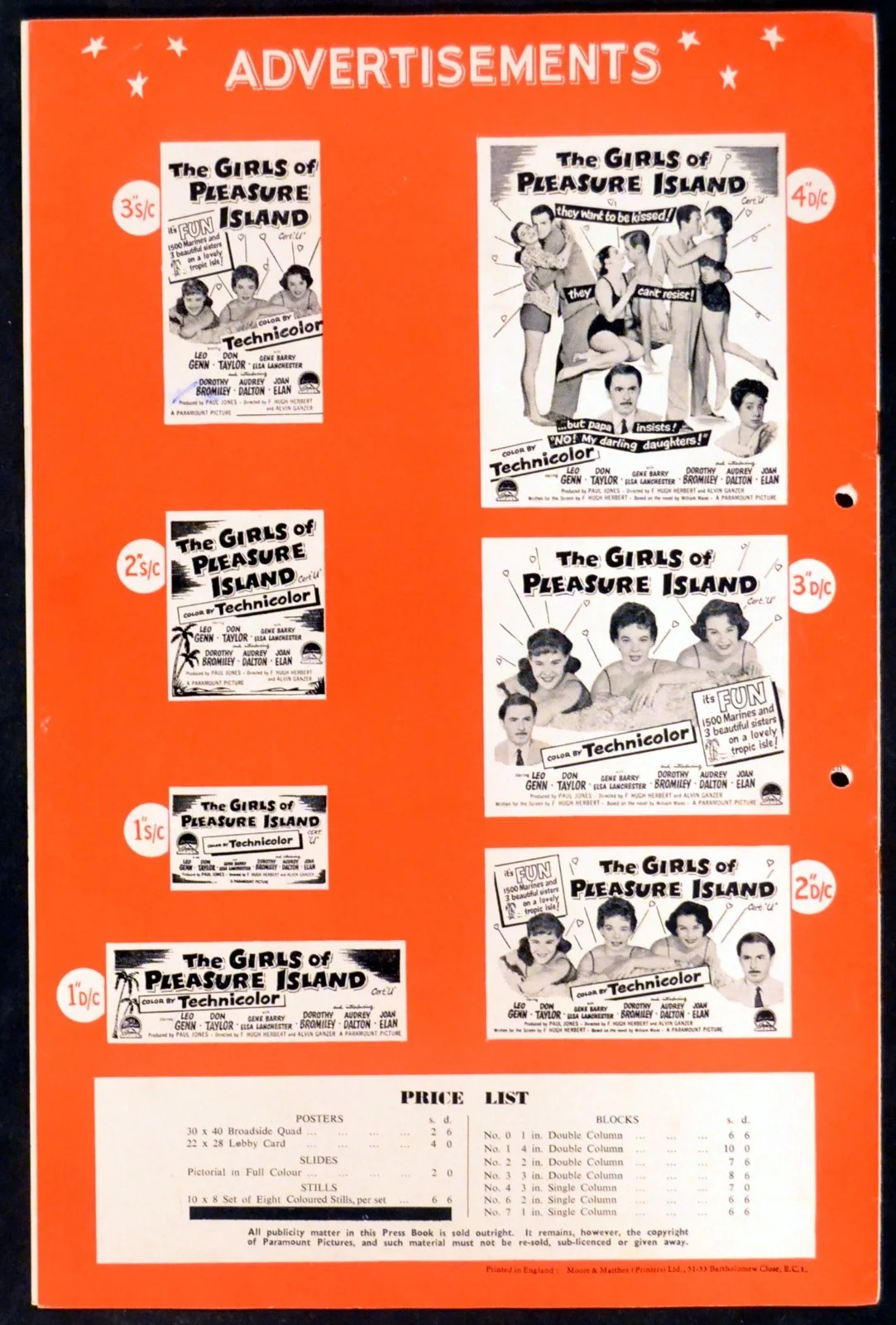 GIRLS OF PLEASURE ISLAND 1953 Leo Genn, Don Taylor, Gene Barry UK PRESSBOOK, изображение 2