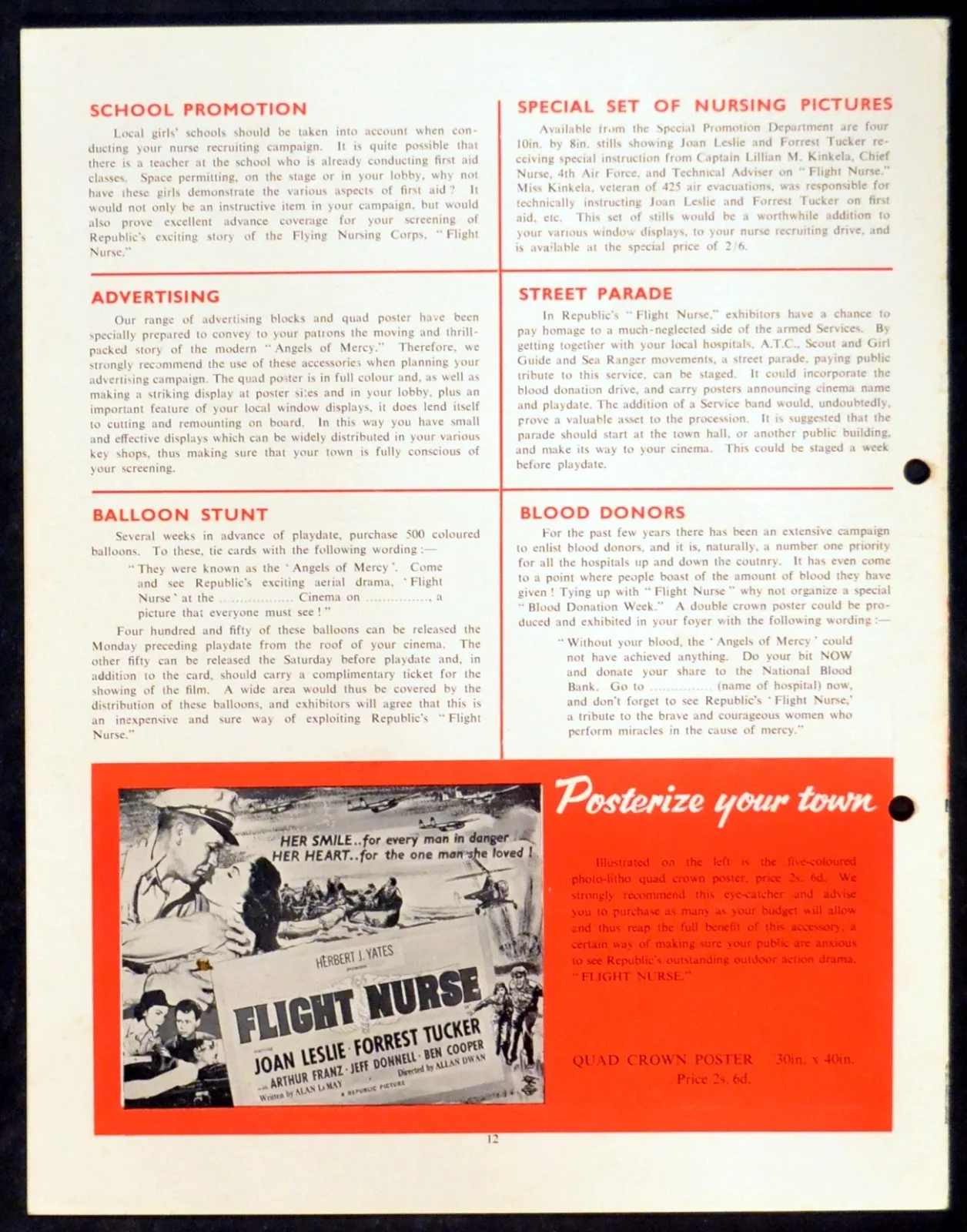 FLIGHT NURSE 1953 Joan Leslie, Forrest Tucker, Arthur Franz UK CAMPAIGN BOOK, изображение 3