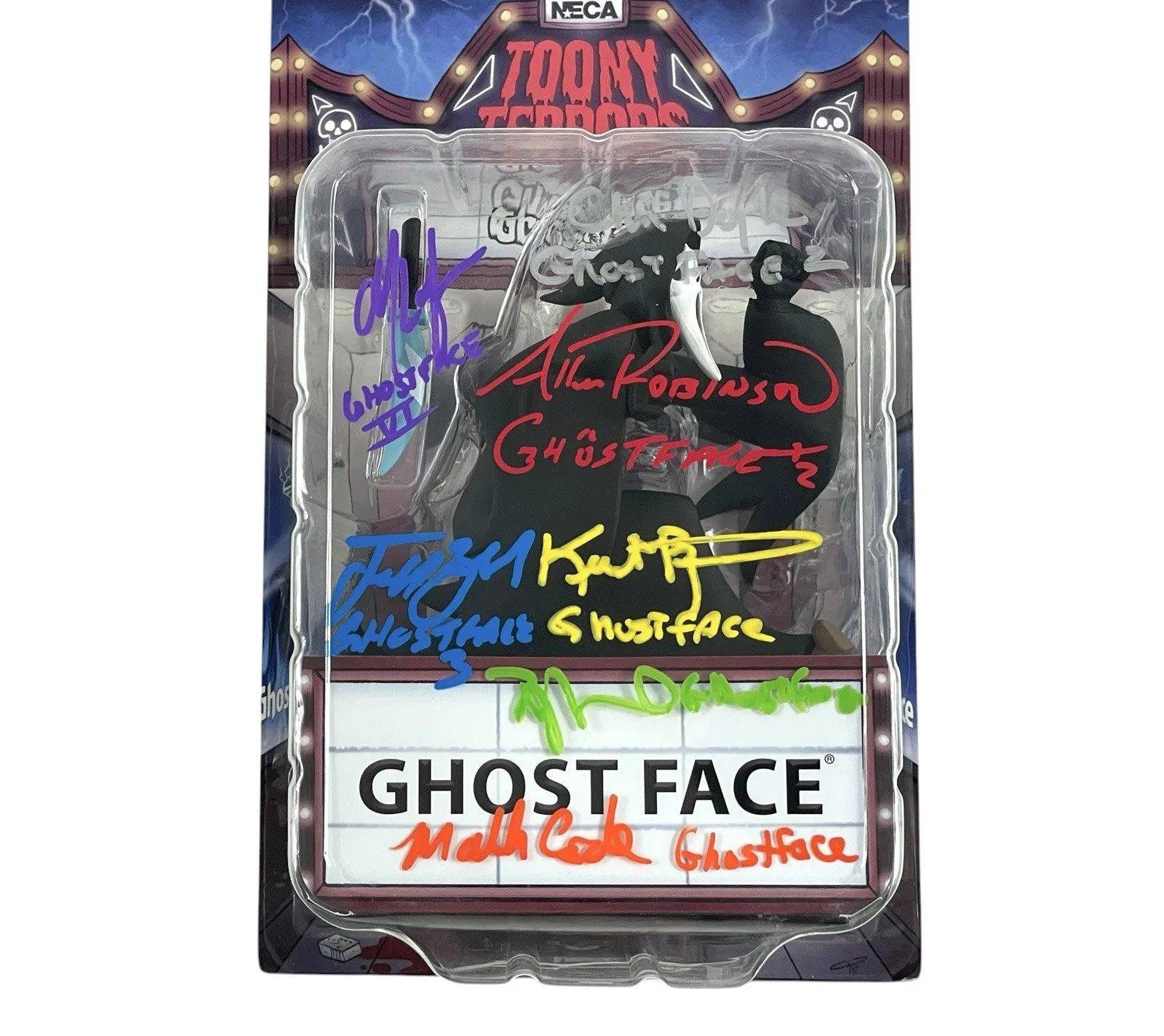 Cast — Scream Ghostface Toony Terrors Autographed Action Figure Signed 7 Cast Members, image 2